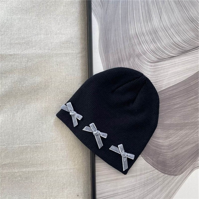 Unisex Children's knitted hat Autumn and winter girls' knitted hat Warm bow children's pullover hat everything goes with it_voghion.com