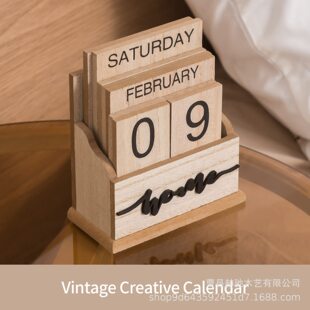 Creative Wooden Calendar Rack Home Desktop Table Calendar Decorative Rack Wooden Office Decorative Ornaments Base Perpetual Calendar