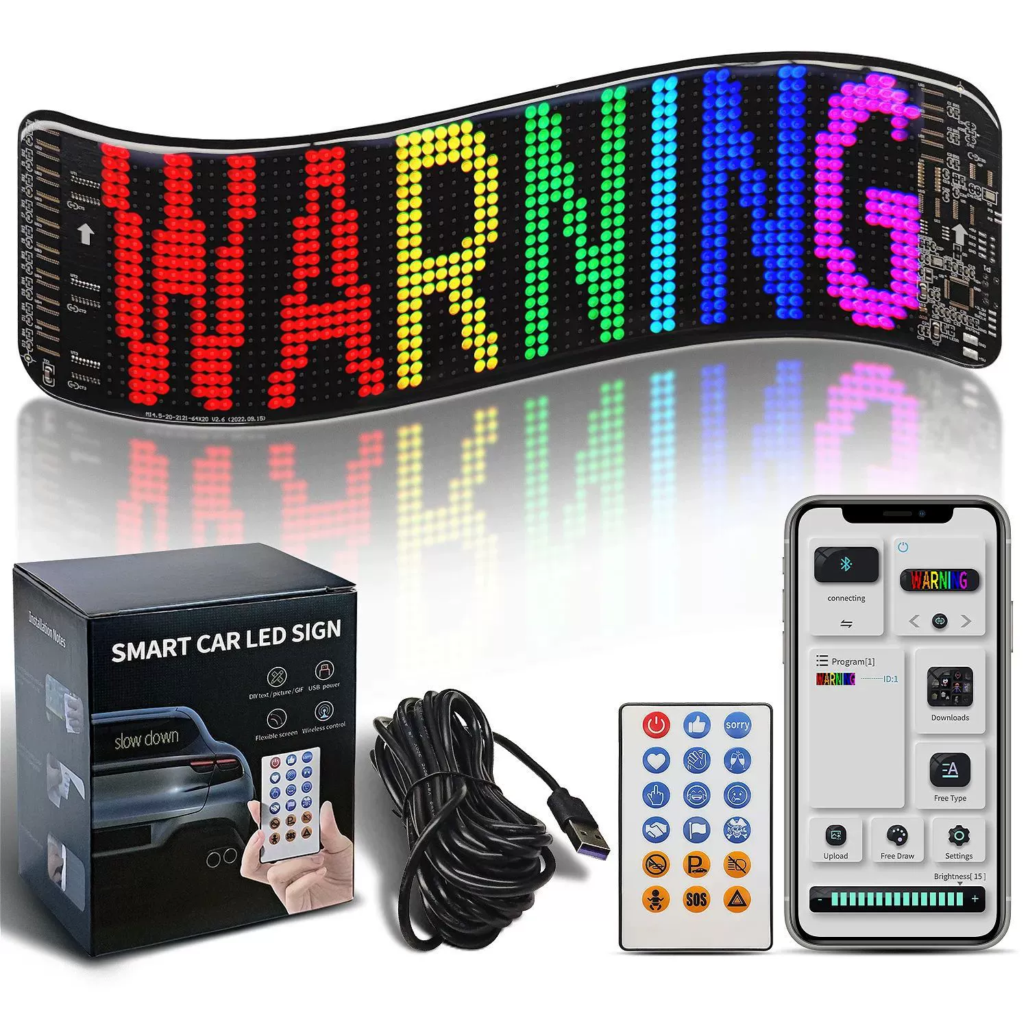Car dynamic eye light car led soft screen light display APP Bluetooth LED advertising screen expression light K6K12