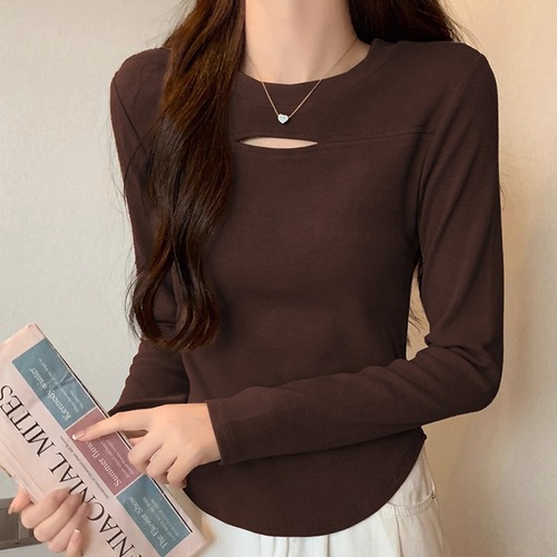 Pure Color Laced Fleece Base Shirt for Women 2025 Autumn/Winter Layering Long Sleeve Warm Bodycon Short-sleeved Top