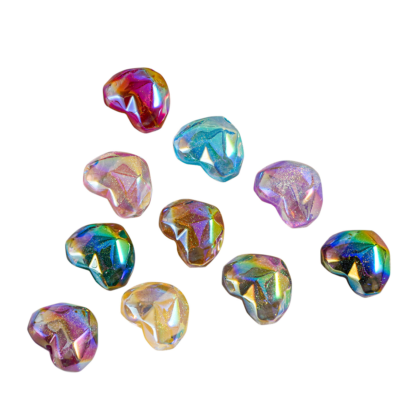 Al atardecer, corazón de azúcar, fideos cortados, amor, cuentas, teléfono móvil, material de bricolaje, accesorios de joyería, cuentas finas de resina flash en forma de corazón, lotes dispersos