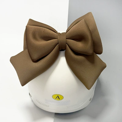 Motosiklet dəbilqələri – car helmet accessories cat ear - double-layer-luxury-bow-velcro-coffee-color