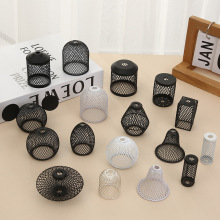 复古网布LED灯罩户外金属网格灯罩铁艺工艺黑色铁丝网灯罩灯饰配