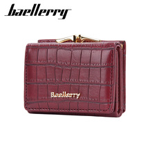 Baellerry新款女士短款钱包石头纹三折较口零钱包时尚卡包wallet