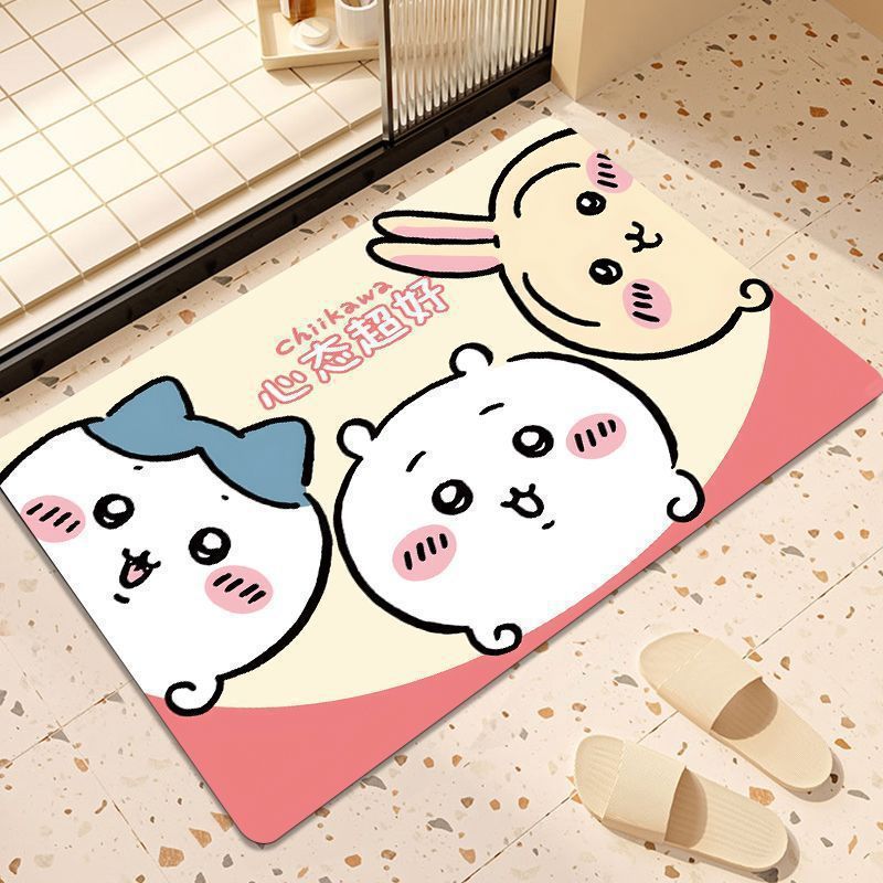Cute Cartoon Diatom Mud Bunny Absorbs Water, Quick-Drying, Non-Slip Bathroom Floor Mat, Stain-Resistant and Easy to Care for Living Room Floor Mat