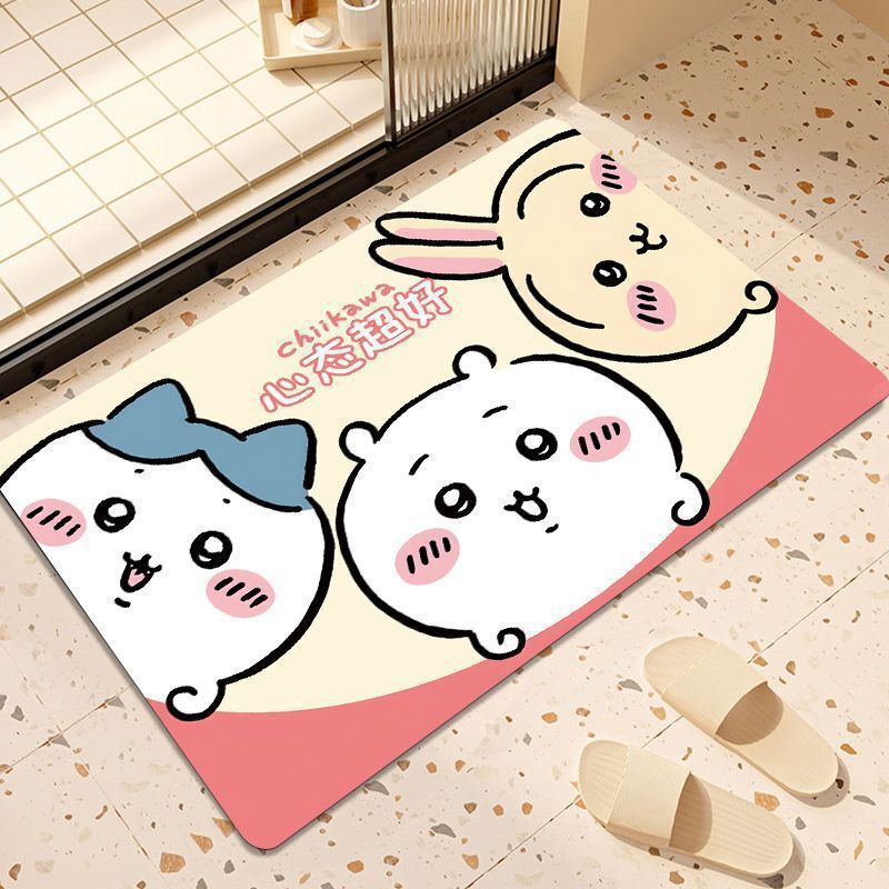 Cute Cartoon Diatom Mud Bunny Absorbs Water, Quick-Drying, Non-Slip Bathroom Floor Mat, Stain-Resistant and Easy to Care for Living Room Floor Mat