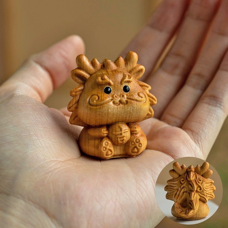 崖柏木十二生肖木雕刻守护鼠牛虎兔龙蛇鸡狗猪手把件摆件桌面|undefined