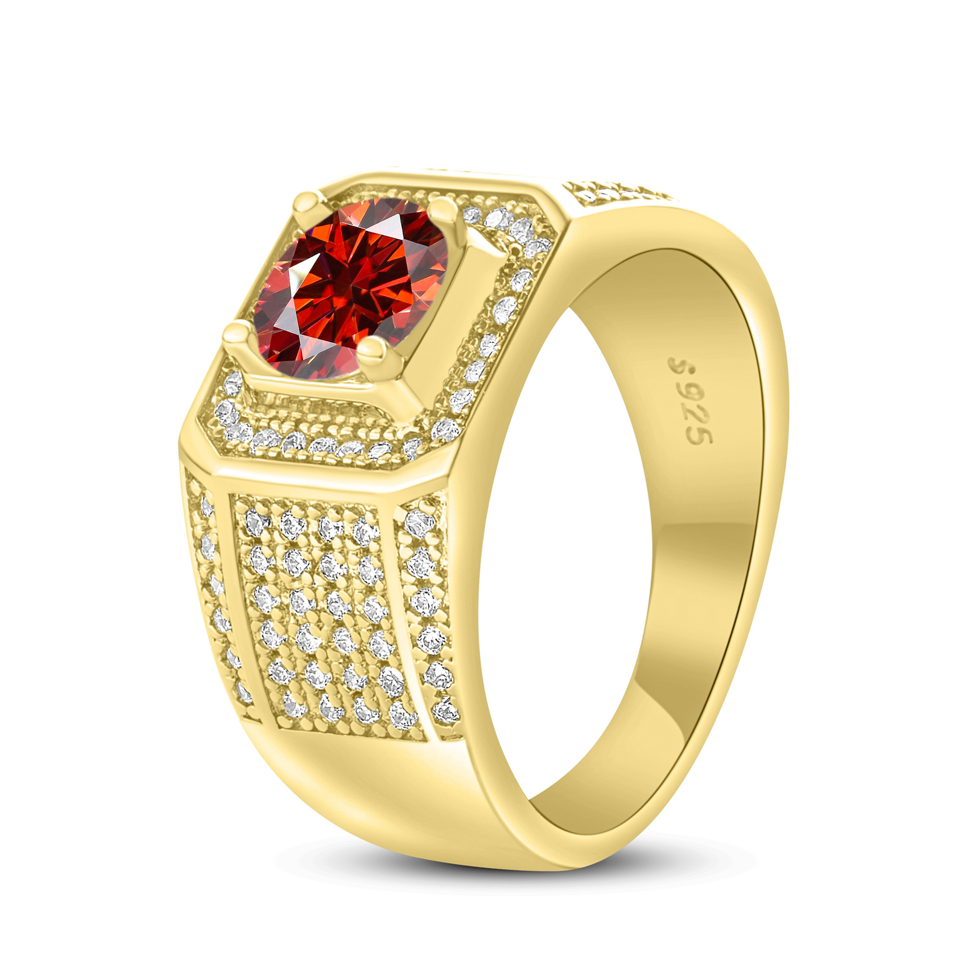 Anillo de hombre de plata esterlina 925 1 quilates de piedra de mosaico anillo de hombre chapado en oro atmósfera para enviar a los fabricantes de novio en stock al por mayor