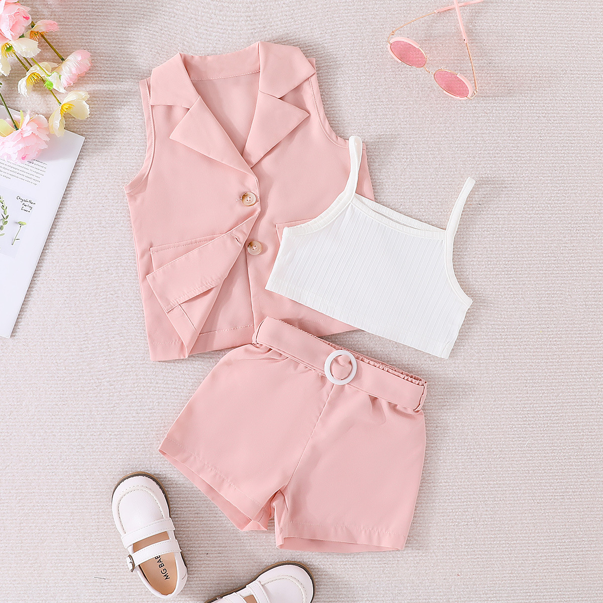 Casual Simple Style Solid Color Polyester Girls Clothing Sets display picture 4