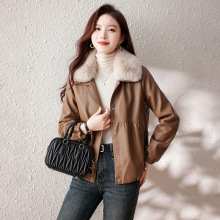 冬季时尚经典高品质绵羊皮毛领外套海宁加绒小个子短款海宁皮衣女