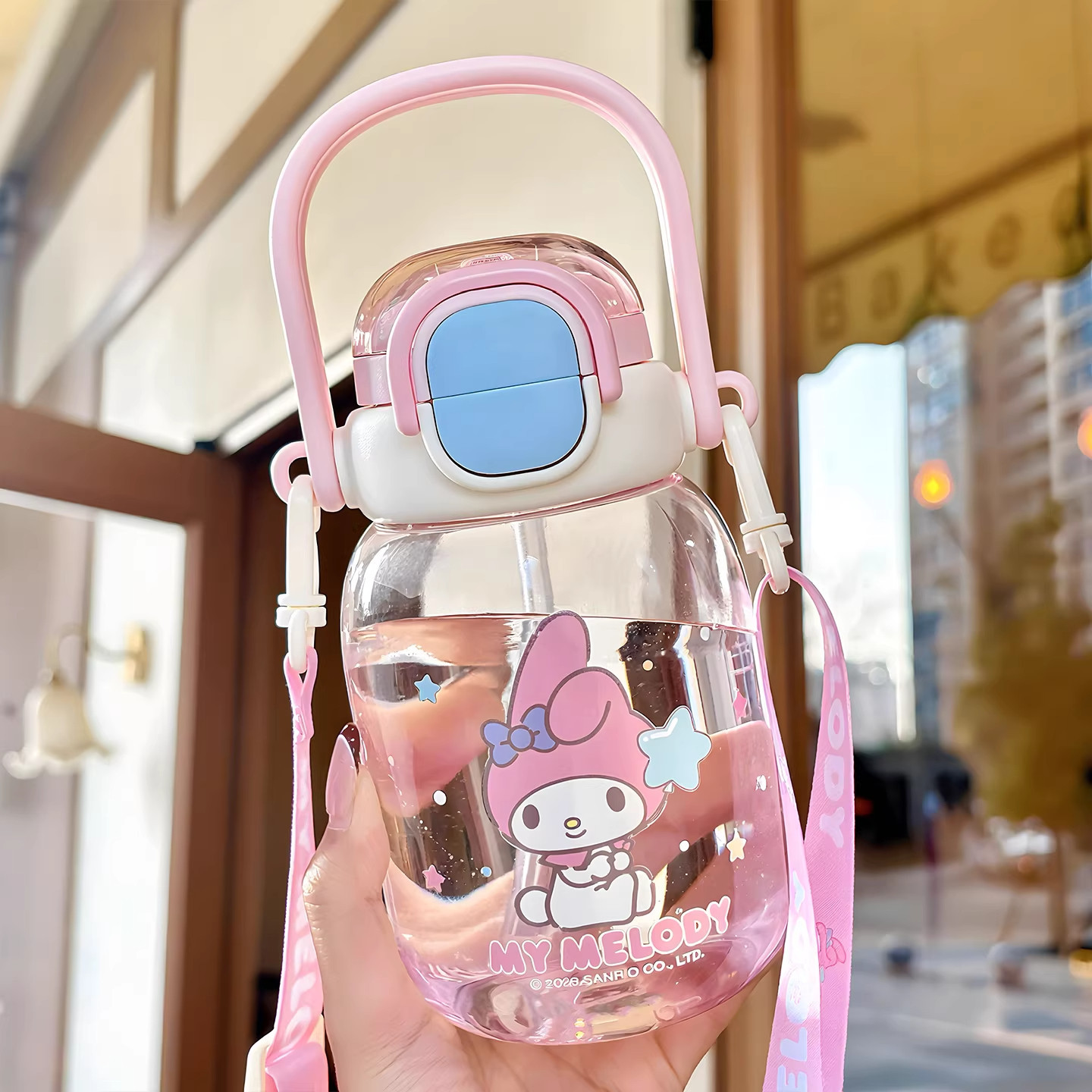 Sanrio para niños tazas de agua para la escuela, tazas de alto valor facial para niñas, tazas de paja para bebidas directas, tazas de doble bebida, tritan