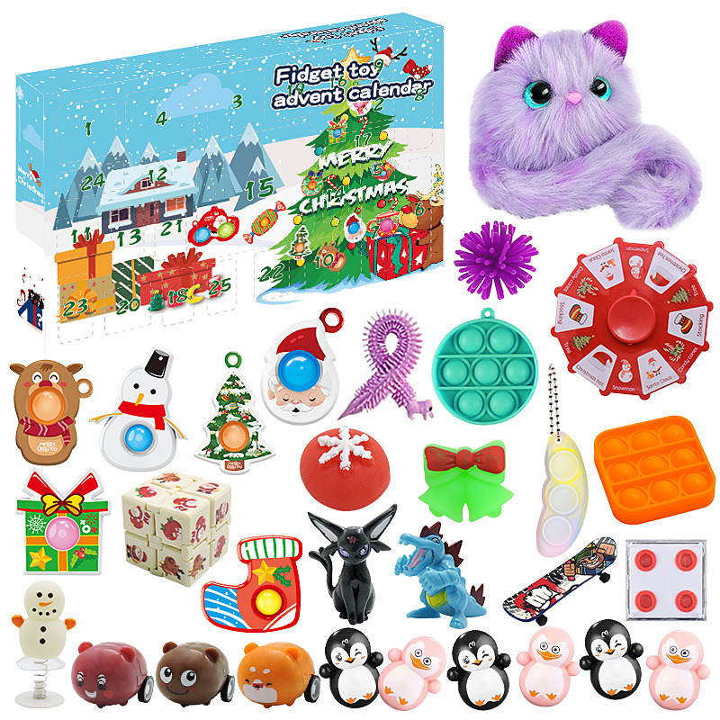 thumbnail image 4 of Caja ciega de Adviento de Navidad, regalo de fiesta para niños, cubo de Rubik sin cremallera, giroscopio, calendario de cuenta atrás, caja ciega, juguete de Navidad, 4 of 5