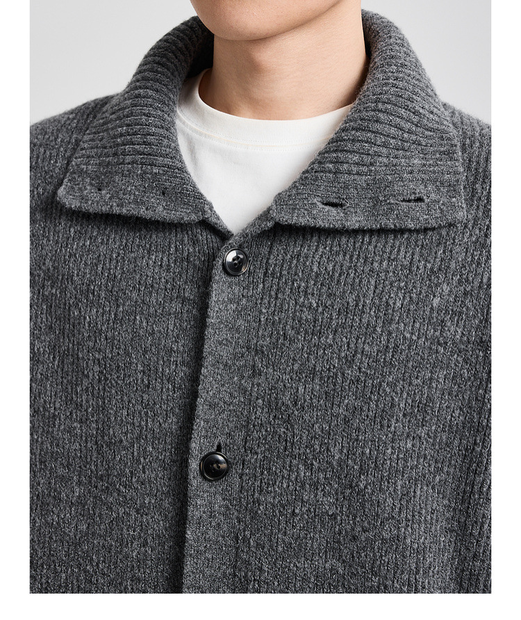 Áo len cardigan nam phong cách Mỹ dệt kim nhung hoa — màu đen chi tiết 16