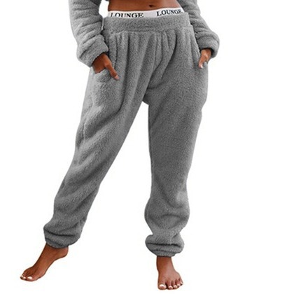 2023 ropa de mujer transfronteriza europea y americana Amazon AliExpress pantalones casuales de mujer de color sólido Pantalones deportivos de lana pantalones atados al tobillo image 3