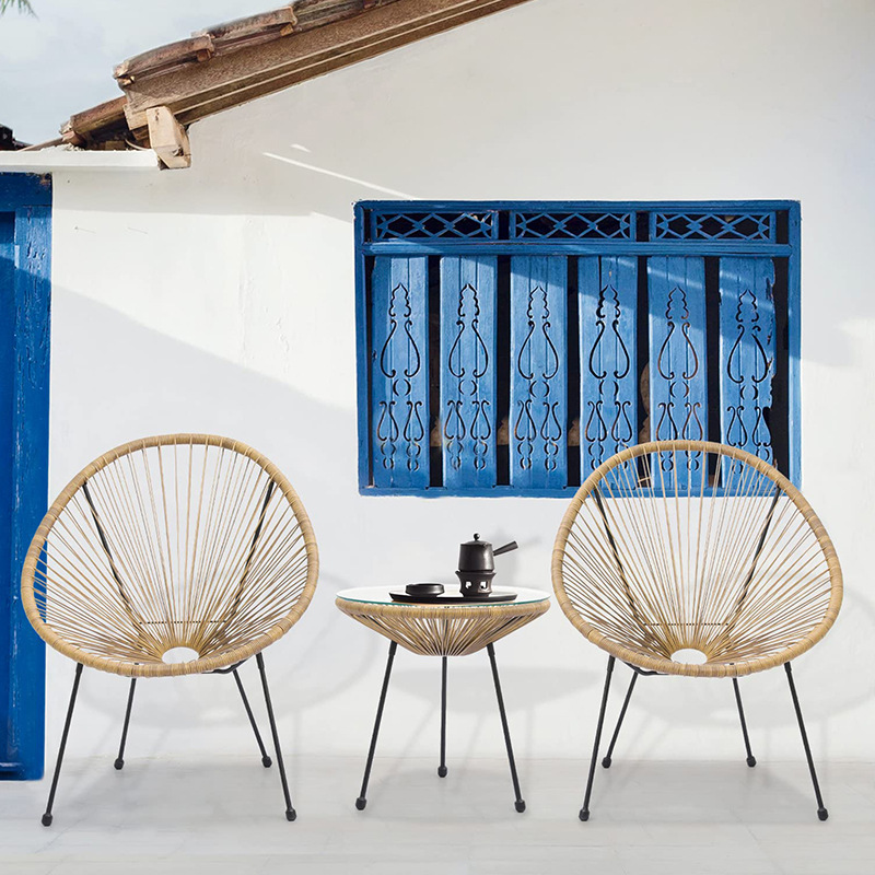 庭院阳台三件 户外家具编藤椅PE藤编椅鸡蛋椅面条椅蛋型椅 太阳椅