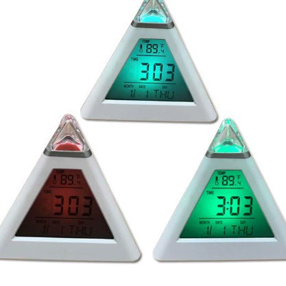 Красочные часы, треугольные часы, красочный вечный календарь, красочные часы, вечный календарь, изменяющий цвет будильник