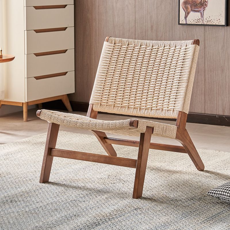 Sillas de madera sólida de cuerda trenzada sillas de balcón nórdicas sillas de ocio estilo japonés sillas de silla de casa pequeña silla de respaldo perezosa