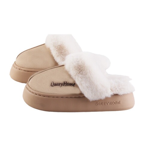 Cotton Slippers Women Winter New Indoor Home Fluffy Thick Non-slip Simple Elegant Cotton Slippers Men Winter