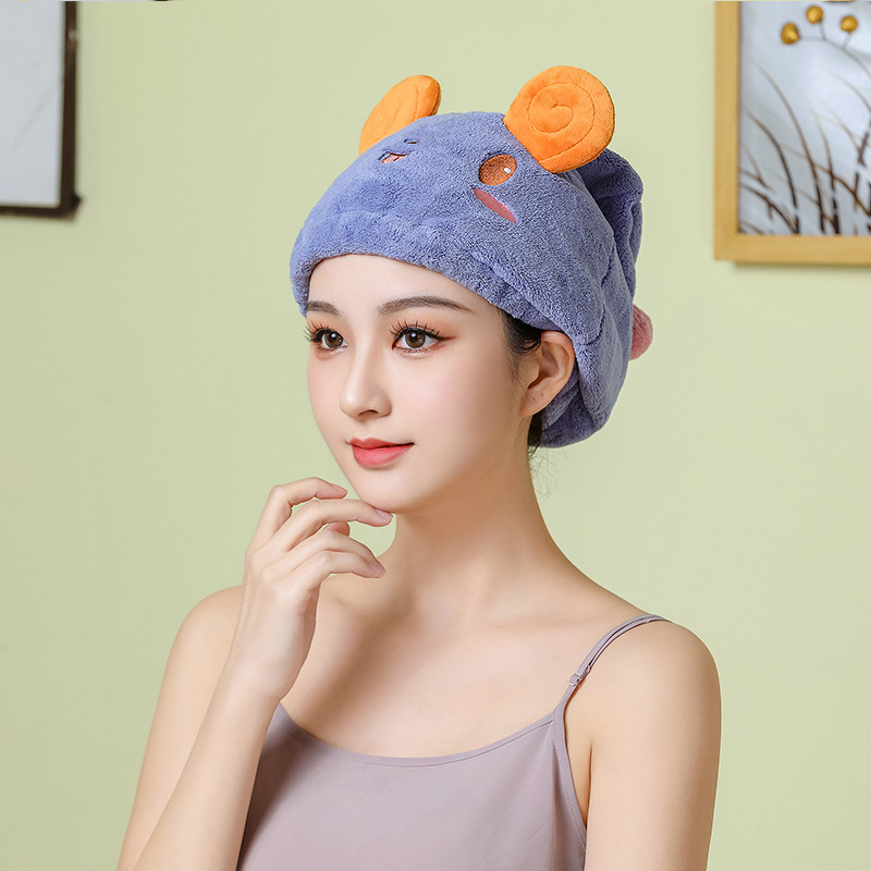만화 항균 드라이 헤어 캡, 속건성, 초흡수성, 귀여운 여성용 샴푸 타월, 헤드 드라이 헤어 타월, 신축성 있는 샤워 캡