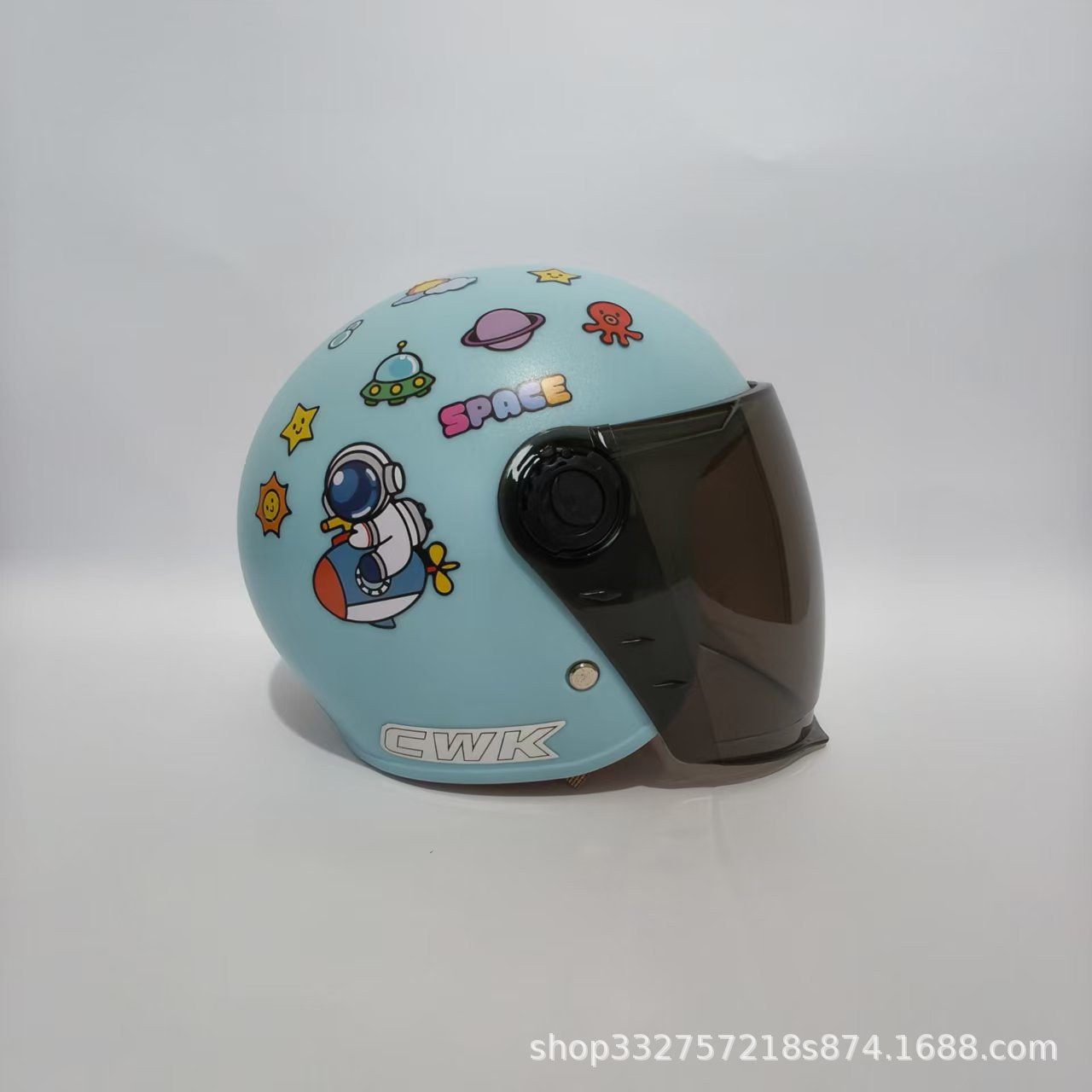 Motosiklet kaskı (dəbilqə) | Motuoche Electric Motorcycle Safety - water-blue-rocket-sunscreen-long-visor-3c-children-1-6-years-old-wl07