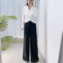 汉派女装专柜2025秋季新款老钱风显瘦衬衫法式慵懒打结衬衫075