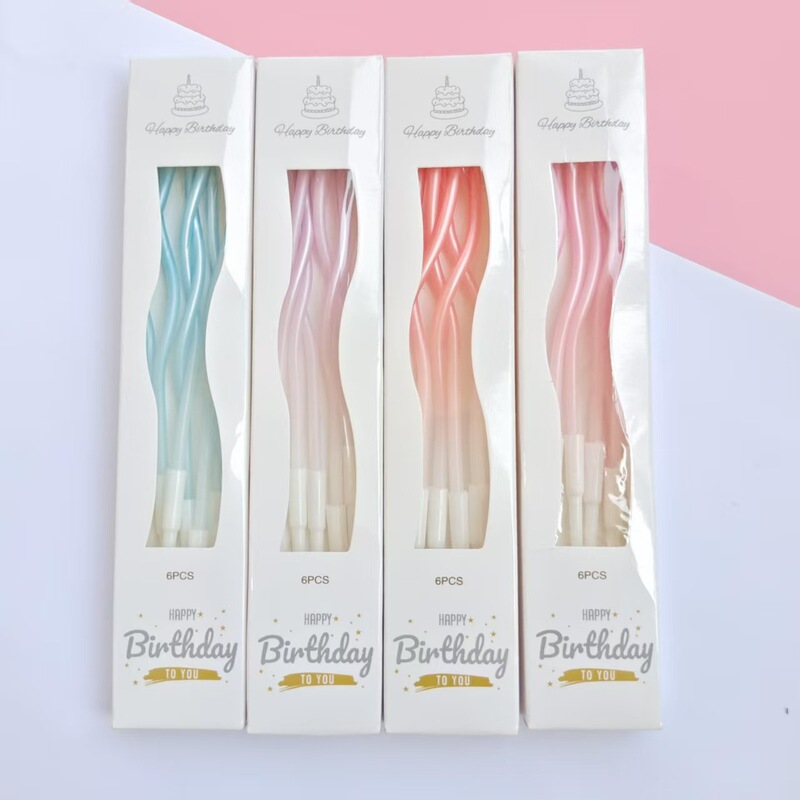 Cross-Border Ins Creative Popular Curve Candle Gradient Thread Curved Curve Macaron Birthday Cake Candle Cross-Border Ins Creative Popular Curve Candle Gradient Thread Curved Curve Macaron Birthday Cake Candle