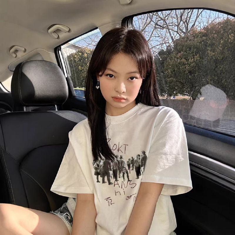 Summer Pure Cotton American Retro Short-Sleeved T-Shirt for Women 2026 New Cartoon Design Niche Trendy Brand Half-Sleeved Top