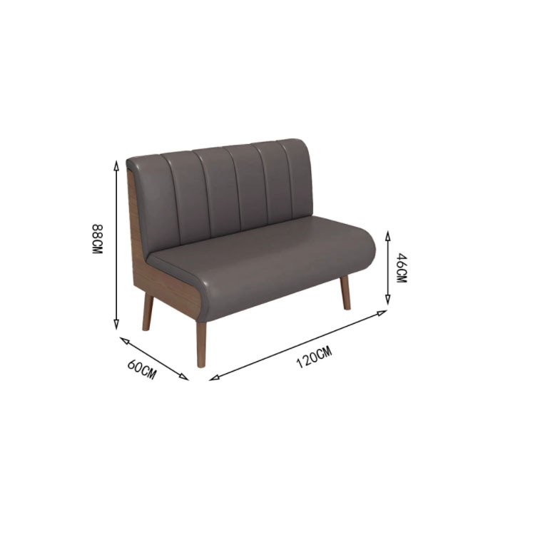 Sofá de tarjeta de restaurante, té de leche, dulces, mesa y silla de comedor, sala de té, asiento de recepción doble personalizado contra la pared