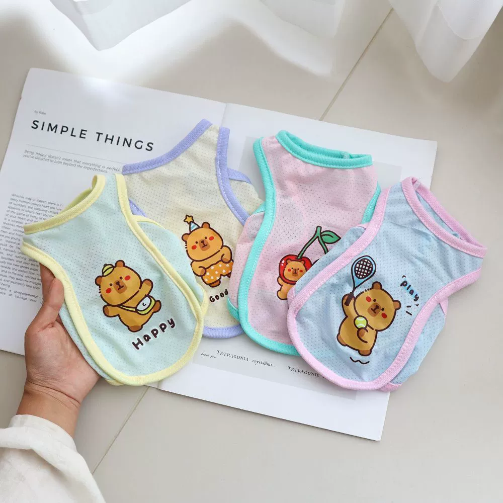 Охлаждающая одежда для домашних животных, летняя крутая дышащая жилетка для собак, милый принт с медведем, ледяной шелк, одежда для кошек и собак XS-6XL