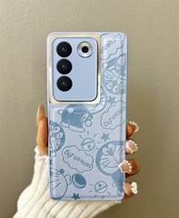 適用vivoS17PRO皮紋手機殼S17E金屬鏡頭卡通叮噹貓小羊皮保護套