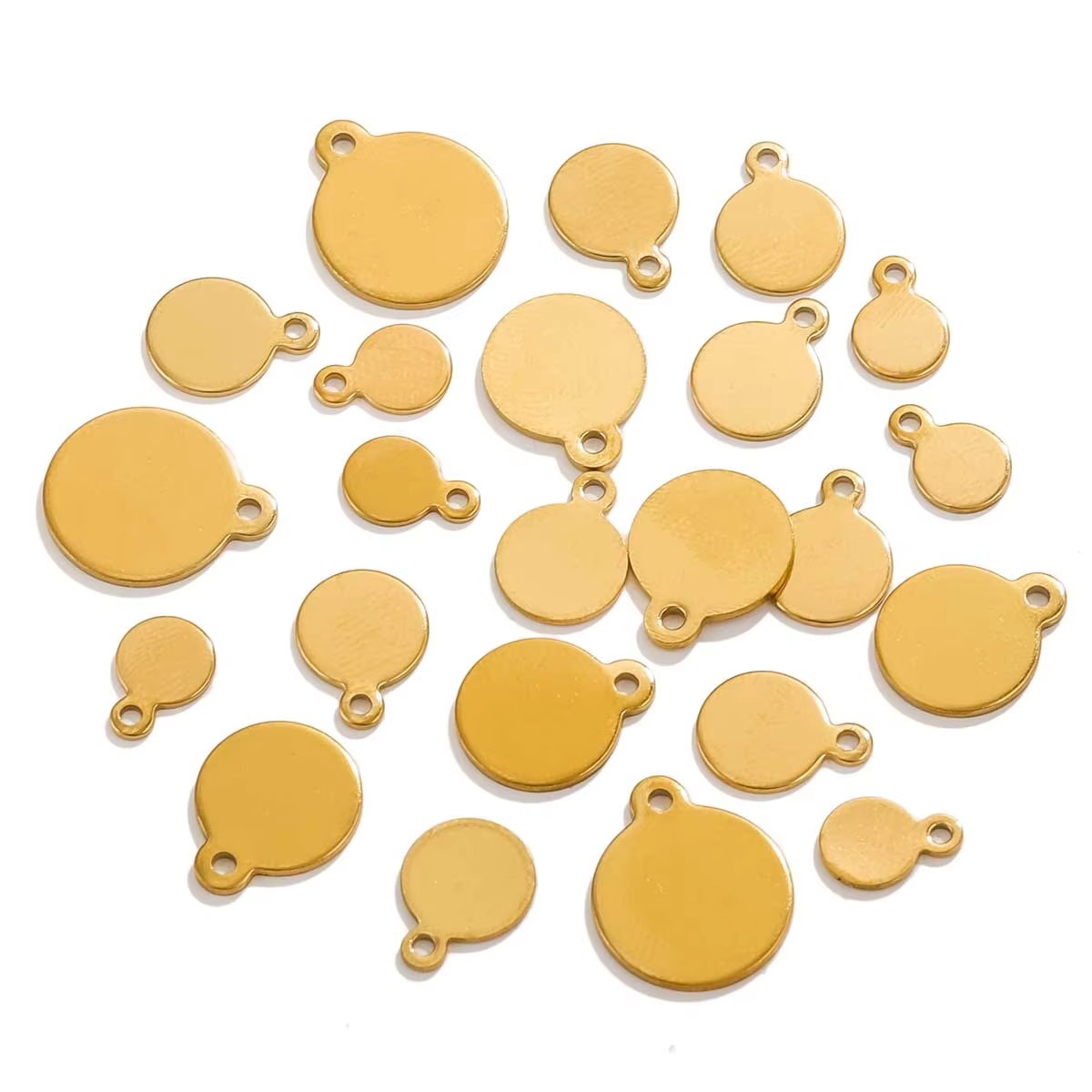 Placa redonda de acero inoxidable para logotipo, accesorios de joyería DIY, colgante para collar o pulsera.