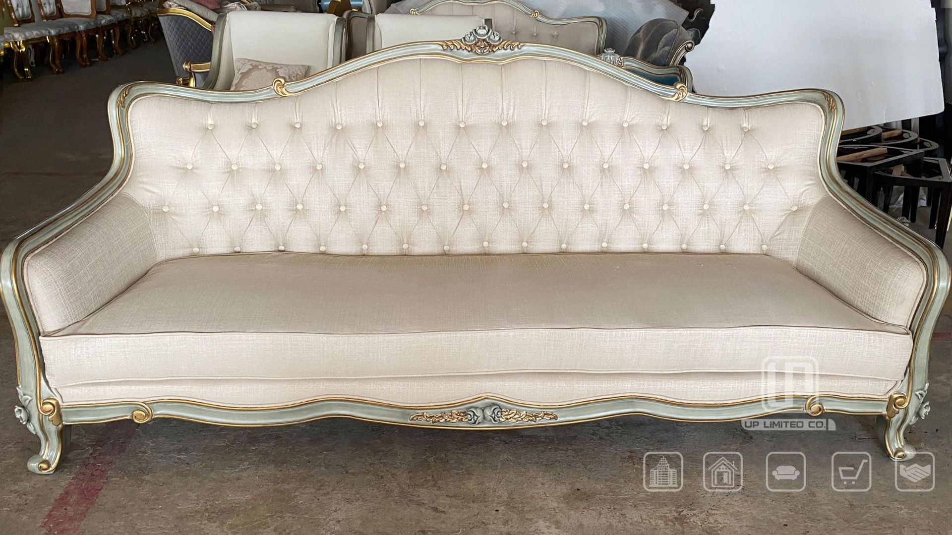 美式轻奢实木雕刻批发布艺拉扣沙发客厅直排大三位客厅欧式沙发