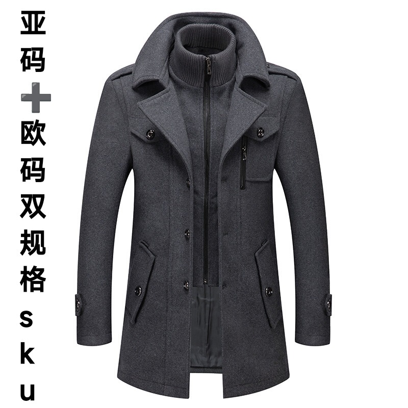 Autumn and Winter Men's Business Woolen Coat, Double-Collar Cold-Resistant Woolen Men's Jacket, Cross-Border European and American Style Men's Coat Autumn and Winter Men's Business Woolen Coat, Double-Collar Cold-Resistant Woolen Men's Jacket, Cross-Border European and American Style Men's Coat