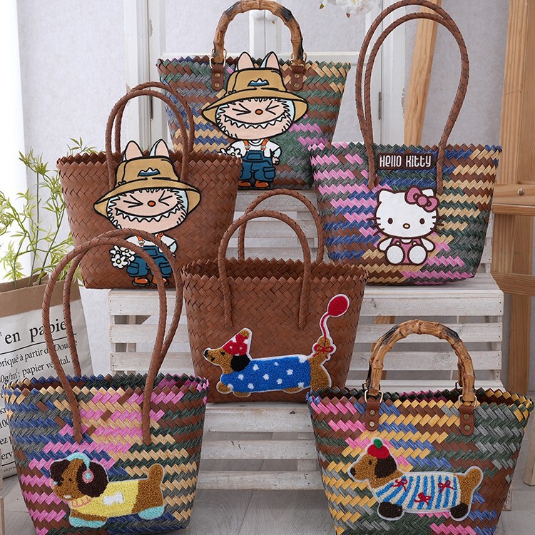 2025 Model Dachshund Dog Imitation Rattan Large Capacity Woven Bag Gift Basket Women's Handbag 2025 Model Dachshund Dog Imitation Rattan Large Capacity Woven Bag Gift Basket Women's Handbag