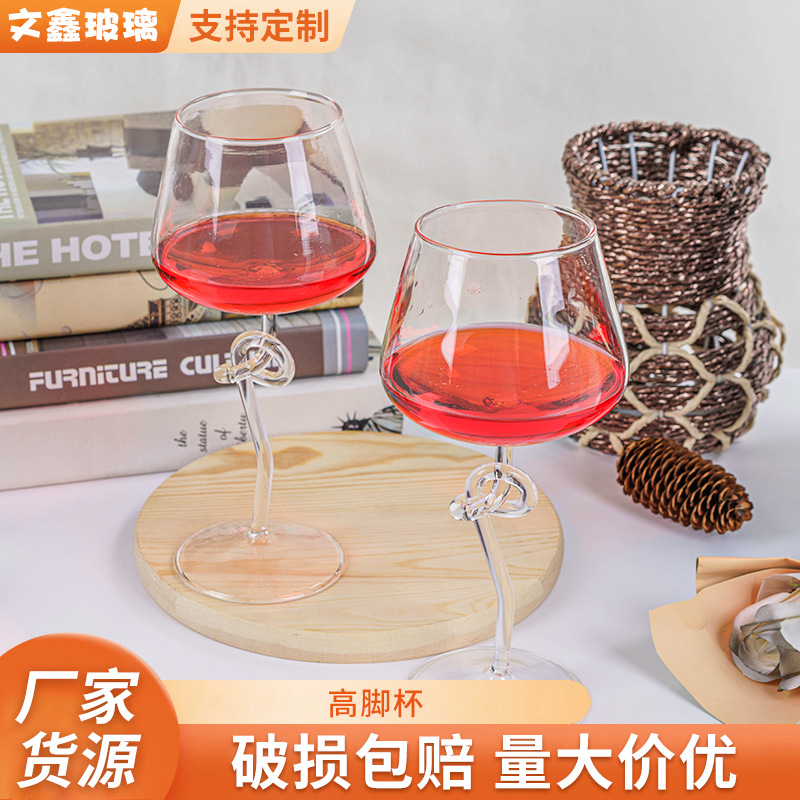 Ins 스타일 와인 잔 크리 에이 티브 트위스트 와인 잔 컬러 유리 와인 잔 크리스마스 트리 장식 잔 레드 와인 잔