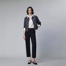 2024秋季新款时尚直筒牛仔裤女士牛仔显高显瘦黑色九分烟管裤