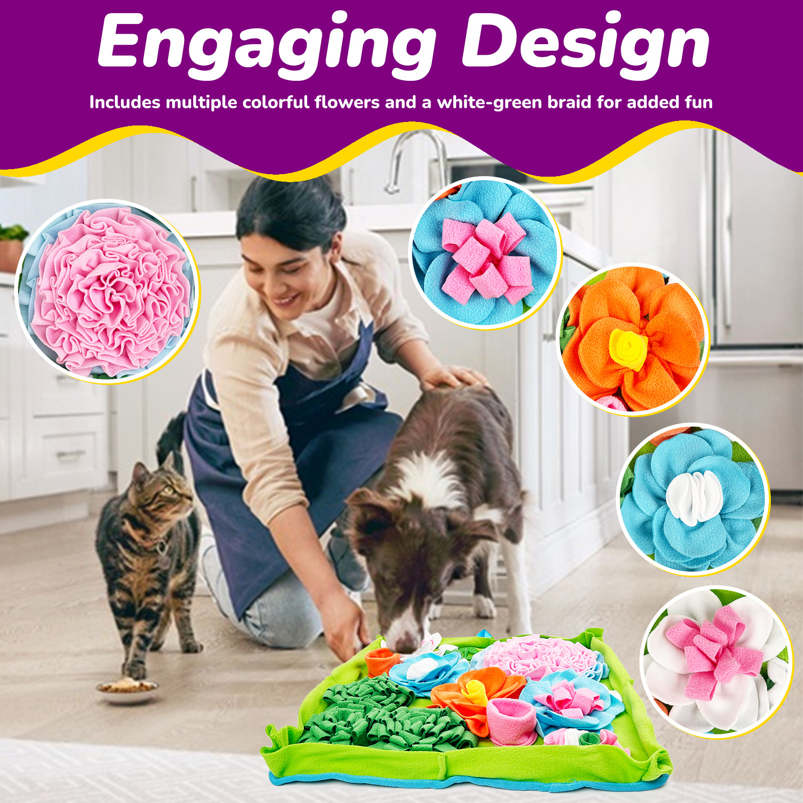 Jardín tema perro olfato almohadilla juguete interactivo almohadilla de alimentación alivia la ansiedad adecuado para perros grandes y medianos almohadilla pequeña