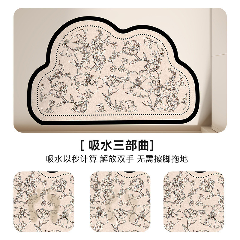 シンプルなソフト珪藻泥フロアマット、家庭用浴室用吸水性とお手入れが簡単なフットマット、浴室用の汚れ防止、速乾性、滑り止めマット|undefined