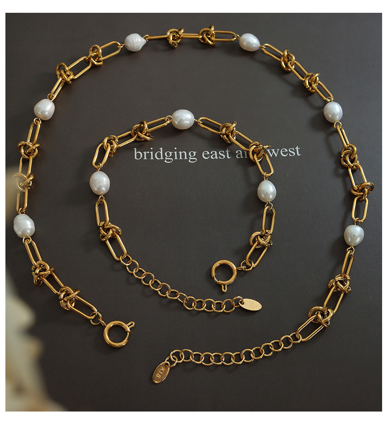Fashion Solid Color Titanium Steel Pearl Womenu0027S Bracelets Necklace