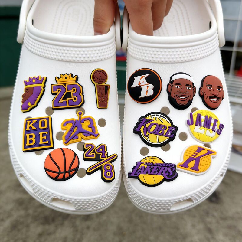In-Stock Basketball Nba Cartoon Shoe Charms DIY Decorative Shoe Clips Clog Shoe Decorations Detachable Pvc Soft Rubber Clips