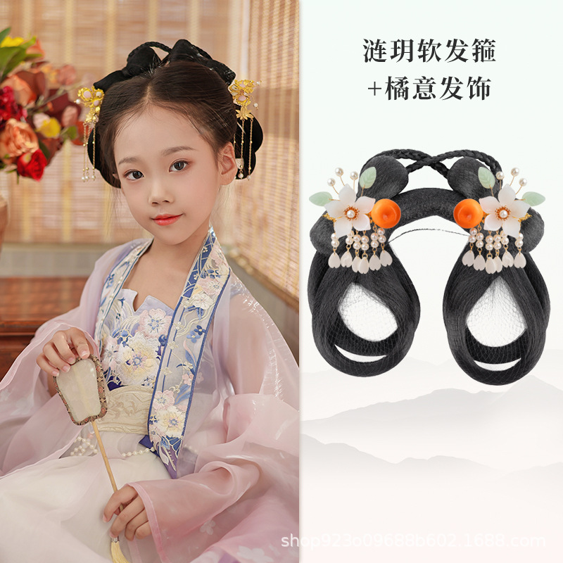 Lianyue 소프트 헤어 밴드 오렌지 헤어 액세서리 쌍