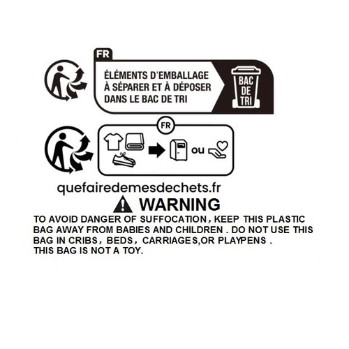 Triman French environmental protection label packaging Temu children's toys textile electronic appliance label