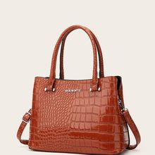 跨境外贸2025秋季新款漆皮亮面女士手提包大容量单肩包中年妈妈包