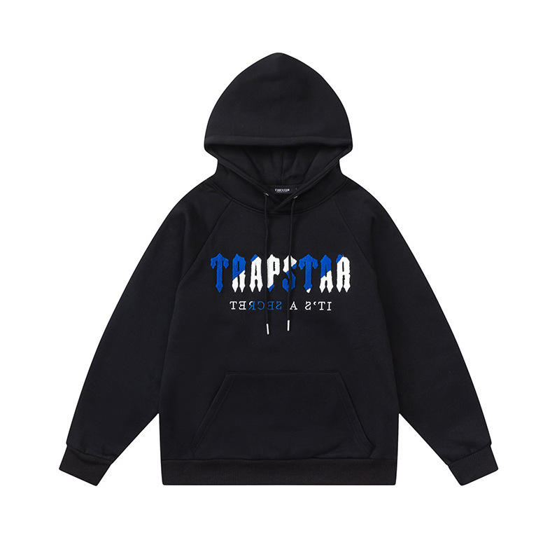 Trapstarタオル刺繍とベルベットの帽子付きガードルのジッパー付きズボンのカジュアルセット|undefined