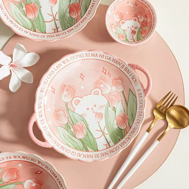 Cartoon set, ceramic high quality tableware for home use, (Cross-border trading)