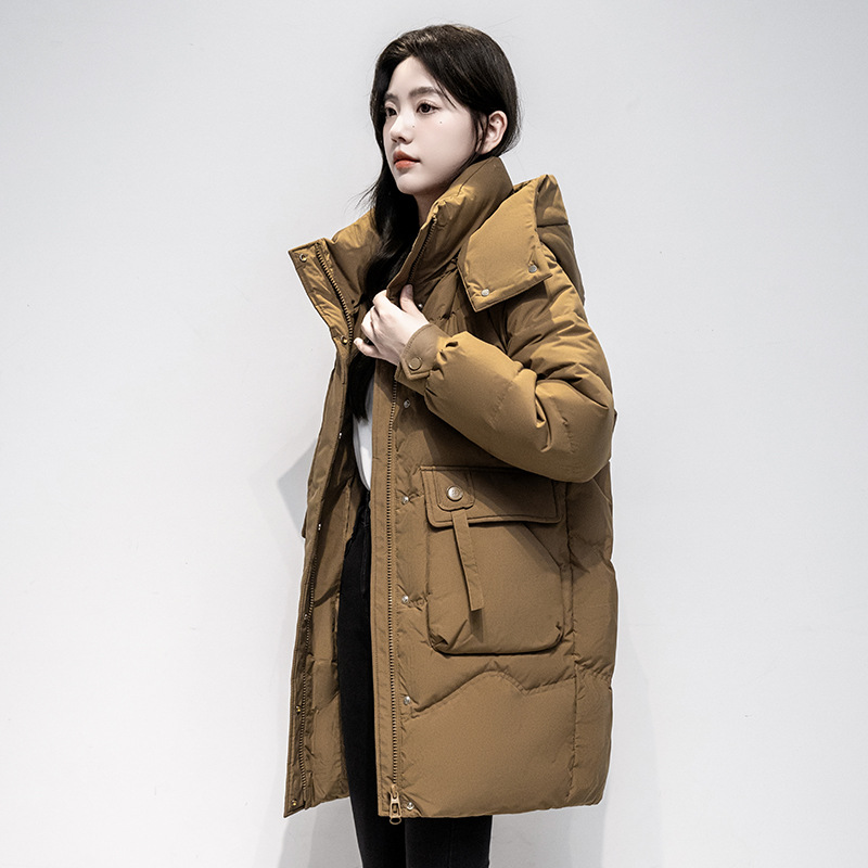 羽绒服冬季2025新款简约中长款高端超好看加厚保暖鸭绒外套宽松