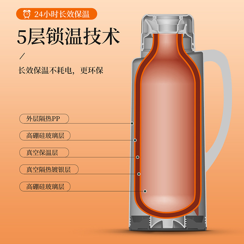 保溫壺家用便攜宿舍學生熱水瓶2L茶瓶保暖水壺暖壺玻璃大容量暖瓶