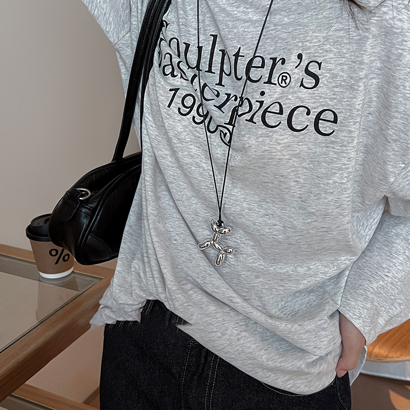 Nuevo producto Metal viento globo perrito colgante collar diseño personalizado sentido cadena de clavícula moda y2k joyería de estilo hip-hop