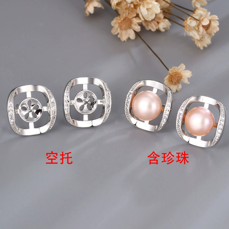 Национальная Мода ретро Элегантные квадратные округлые серьги с пресноводным жемчугом женские отличительные серьги с вспышкой и бриллиантами интернет-знаменитости ароматные серьги в стиле
