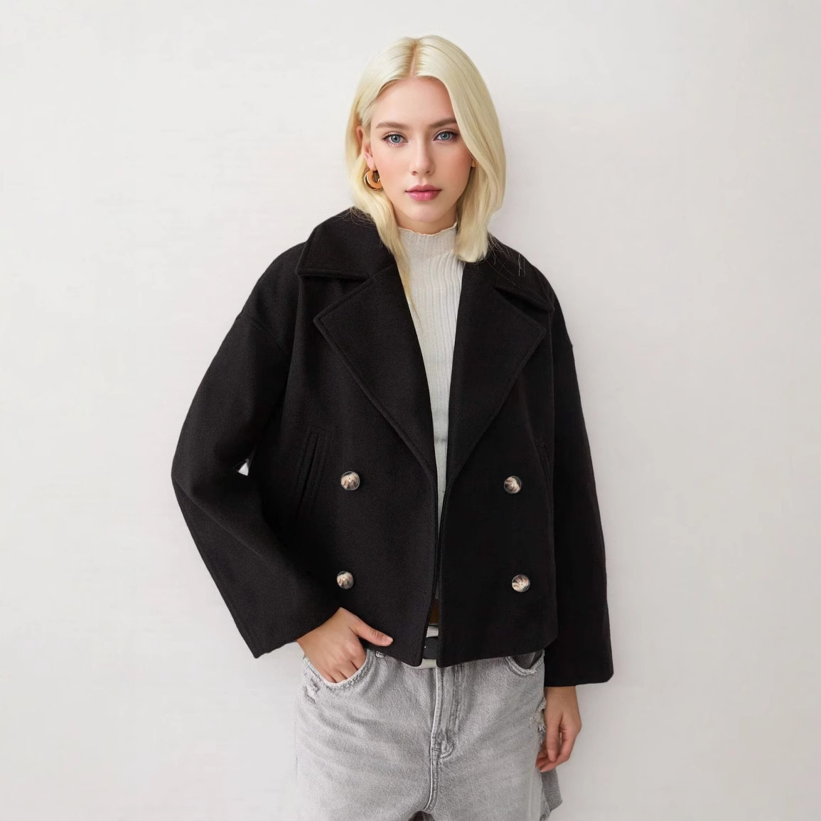 Russian Woman Cross-Border Woolen Coat